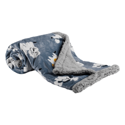 Obojstranná baránková deka, sivá/detský vzor, 80x110cm, PETES
