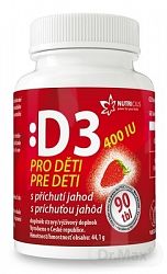Nutricius Vitamín D3 pre deti 400 IU s príchuťou jahôd 90 tabliet